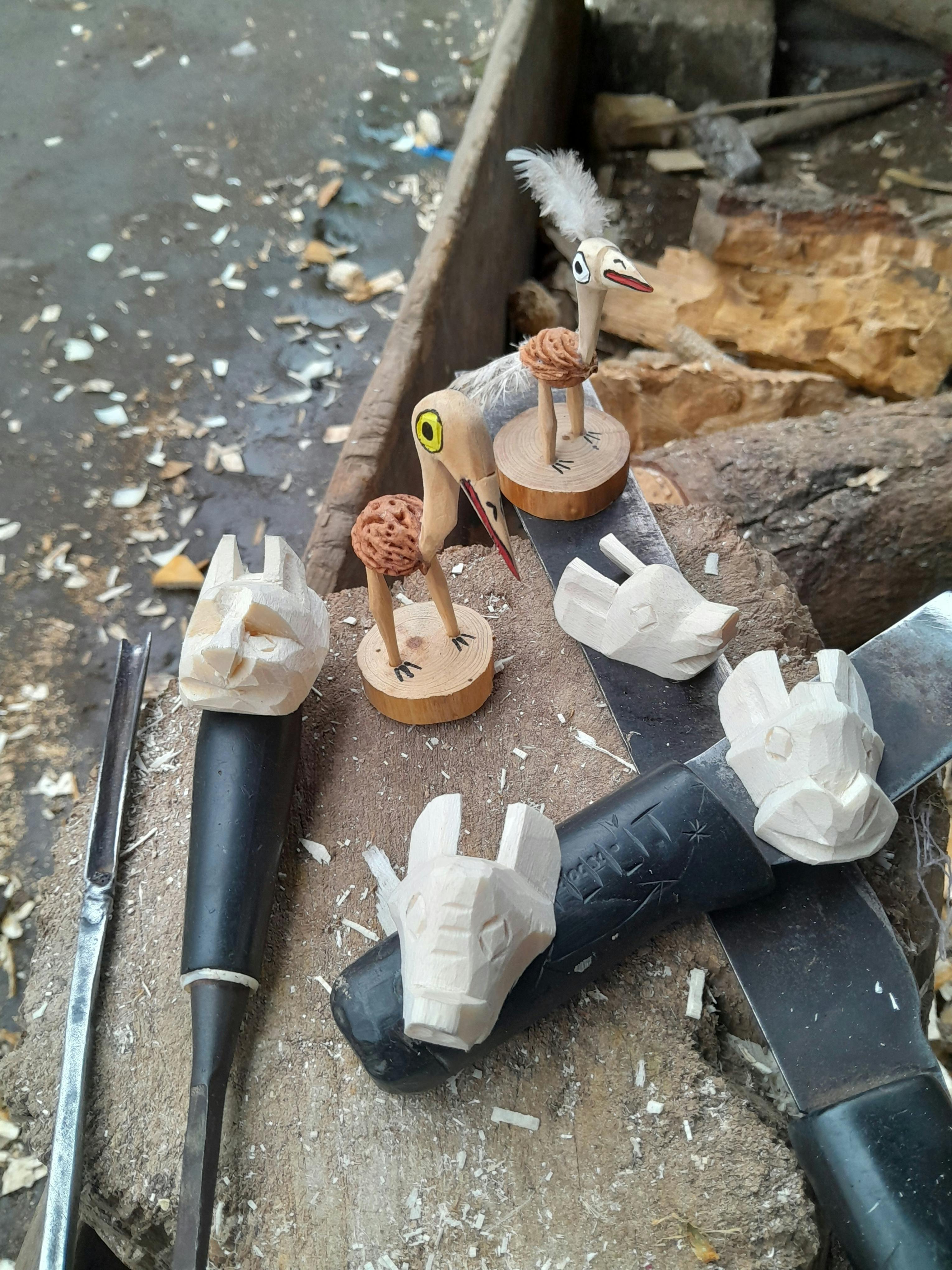 Giraffe Family Carving